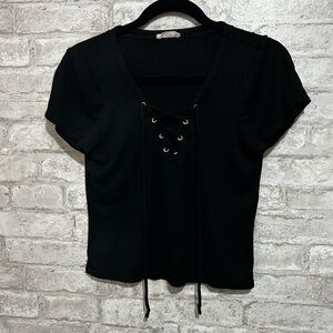 Black top with lace up tie